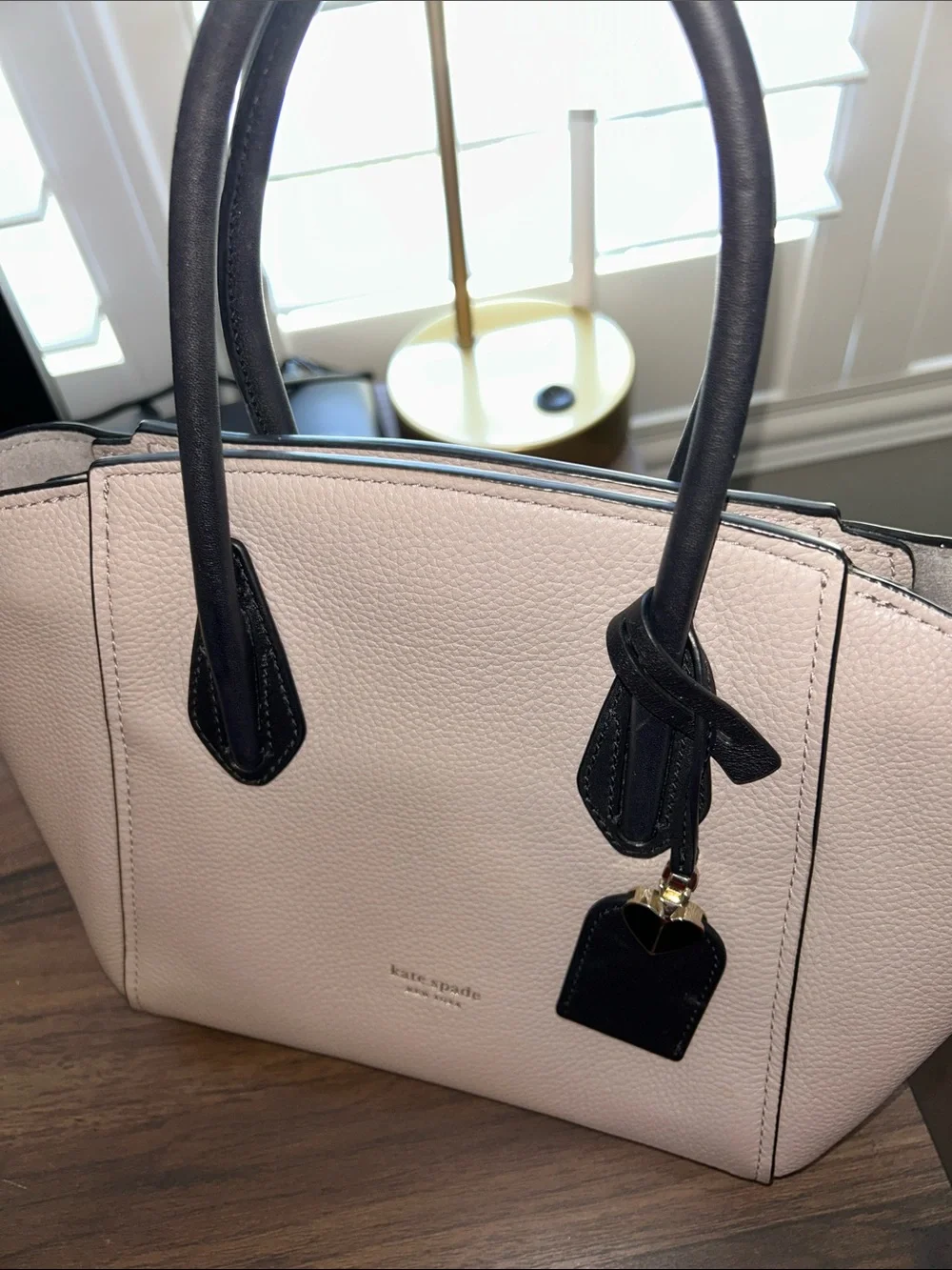 kate spade Pebbled Leather Tote Taupe Leather with Black Trim - Picture 8 of 13